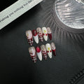 Exquisite Christmas Press on NailsHandcrafted Autumn and Winter Premium Finished Medium and Long Cute Red Beauty