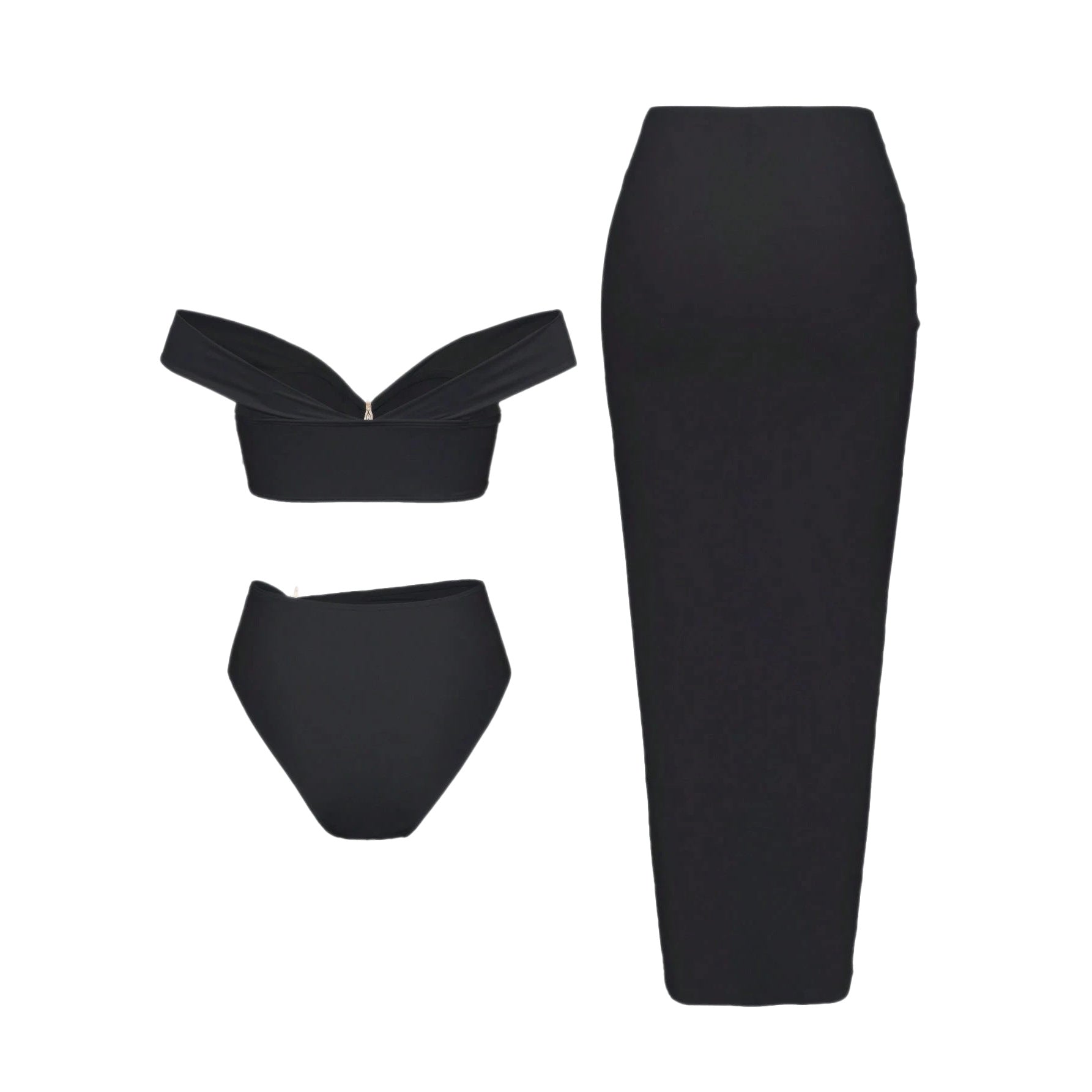 Starfish Three Piece Split Swimsuit Women's Bikini with Long Skirt