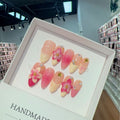 Pink Press on NailsHandcrafted Floral Press on Nails Spice Girl High-end 3D Carving