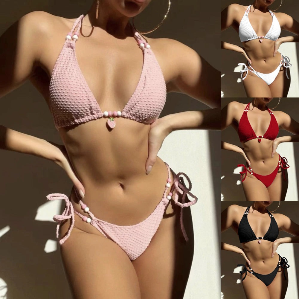 Swimsuit women's senior sensual sexy bikini solid color women's swimsuit popular swimsuit