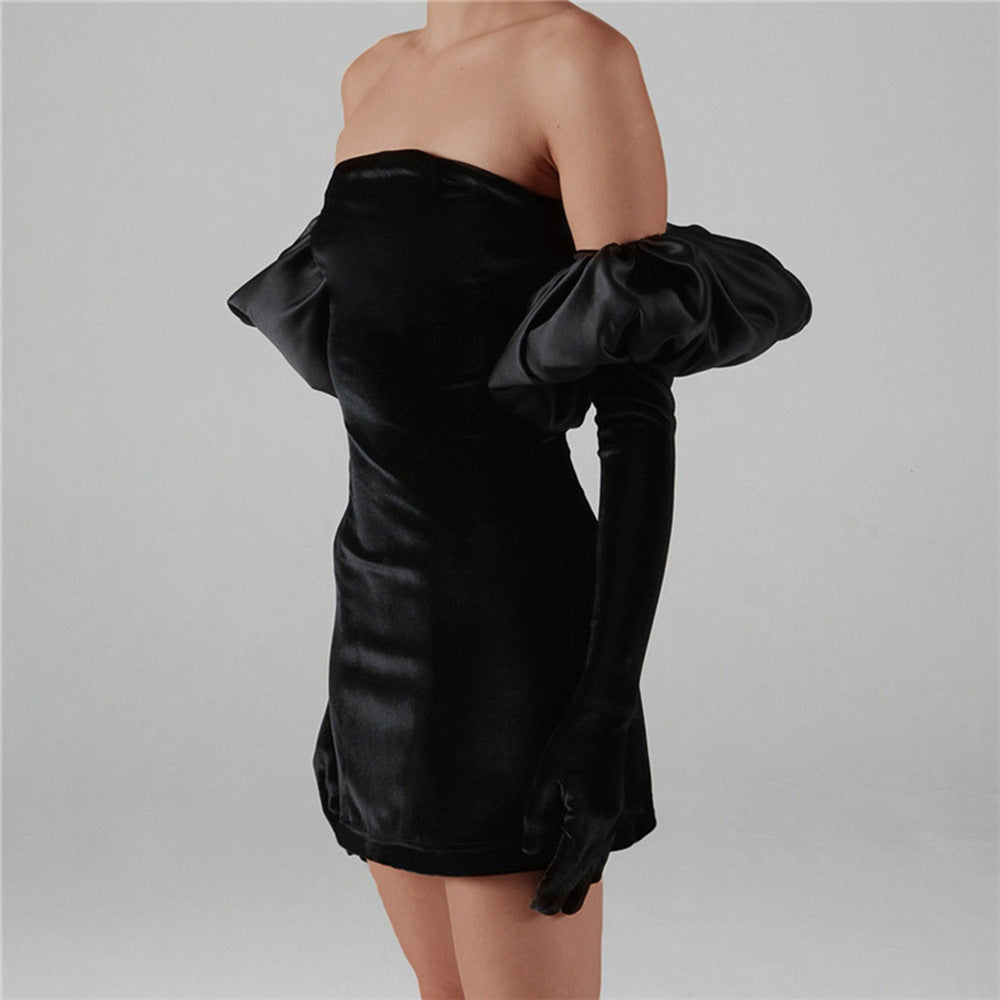 Women's Velvet Wrap Mini Dress - Sexy Backless & Off-Shoulder Party Dress
