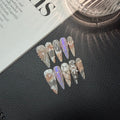 Hand painted Aurora Shell Spice Girl Nail Patch Premium Sense Almond Nail Painting
