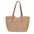 Patchwork Woven Shoulder Bag – Oversized Beach Vacation Tote, Women's Straw Purse