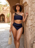 Women's High Waist Slim Hollow Out Bikini Set Two Piece Swimsuit Beach Swimwear for