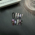 Handcrafted Machine Sweet Cool Mechanical Pattern Spice Girl Stereo Snake Pattern Cat Eye Blue Black White Metal