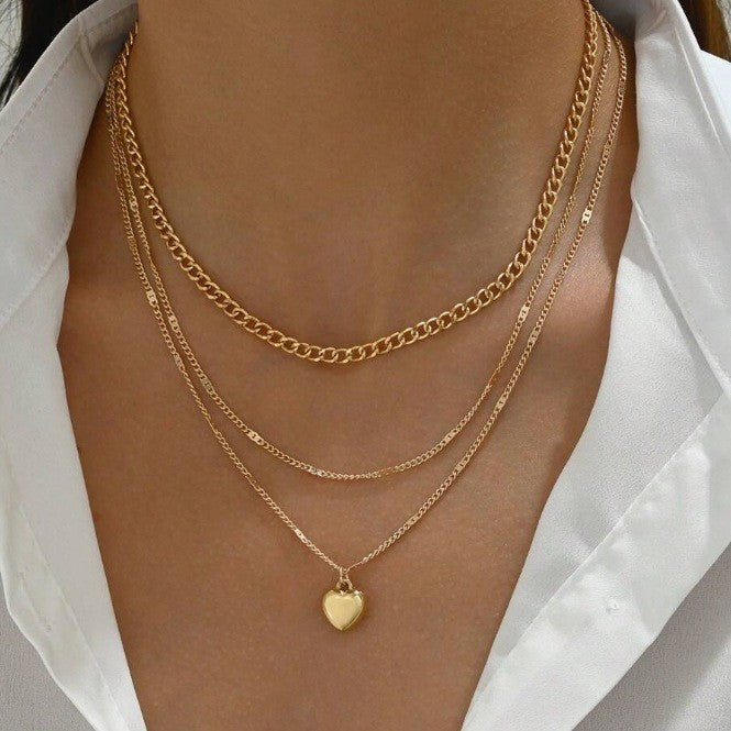 Gold Plated Layering Necklace Set for Women - 5-Piece Cuban, Snake, Paperclip, Rope & Twist Chain Collection