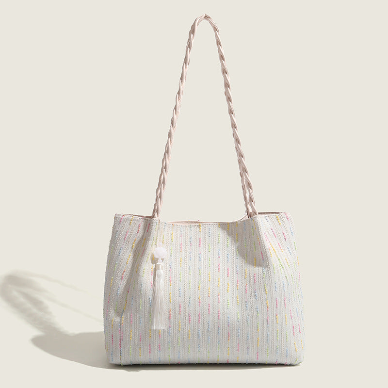 Knitted tote bag, women hobo bag, women's large capacity shoulder bag, commuter shoulder canvas bag women