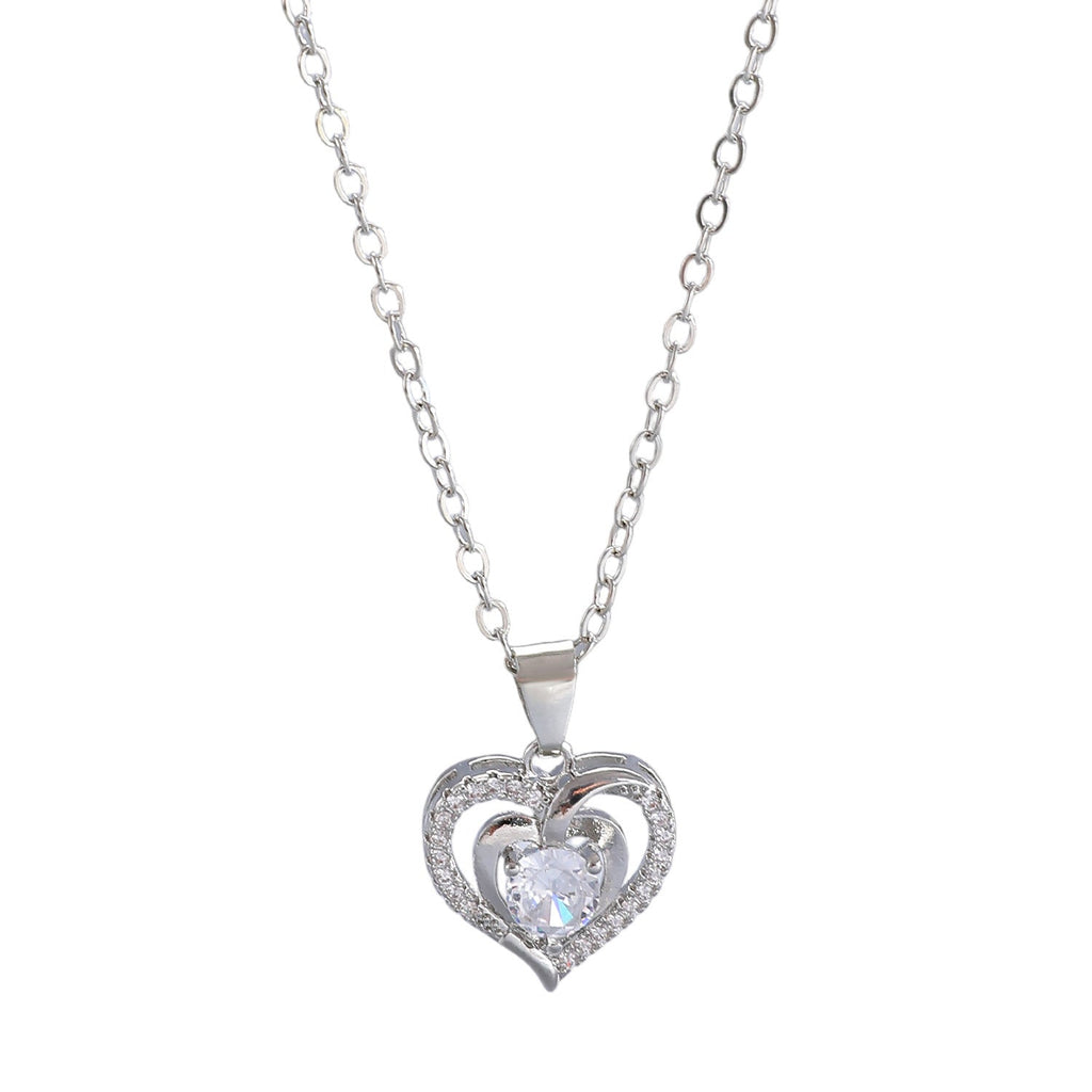 Ocean Heart Valentine's Day Copper Inlaid Zircon Heart Necklace Mother's Day Gift