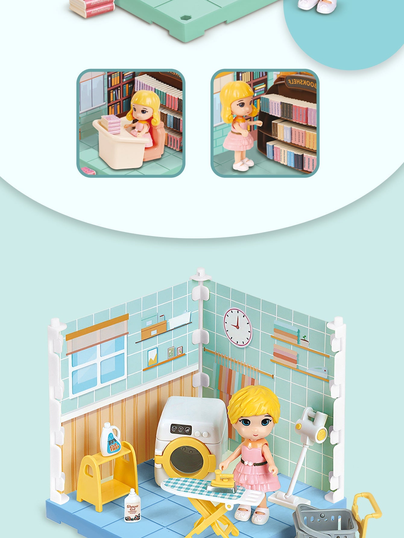 Mini Home Accessories DIY Doll House Furniture Assembly Model Simulated Bedroom Kitchen Decoration Pretend Play Toy Girl Gift