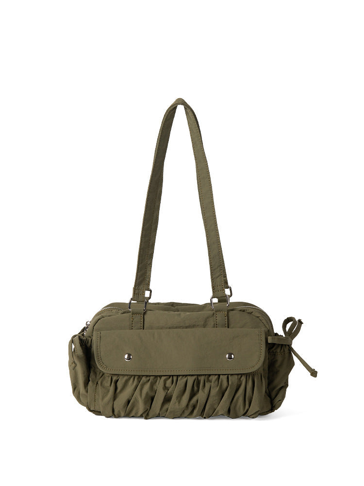 Small shoulder bag for women, pleated nylon shoulder bag, baguette bag, fashionable large capacity shoulder bag for women hobo