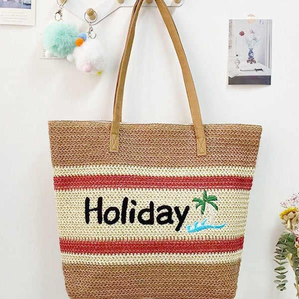Women’s Straw Woven Shoulder Bag – Paper Rope Tote, Large Beach Shopping Mama Bag