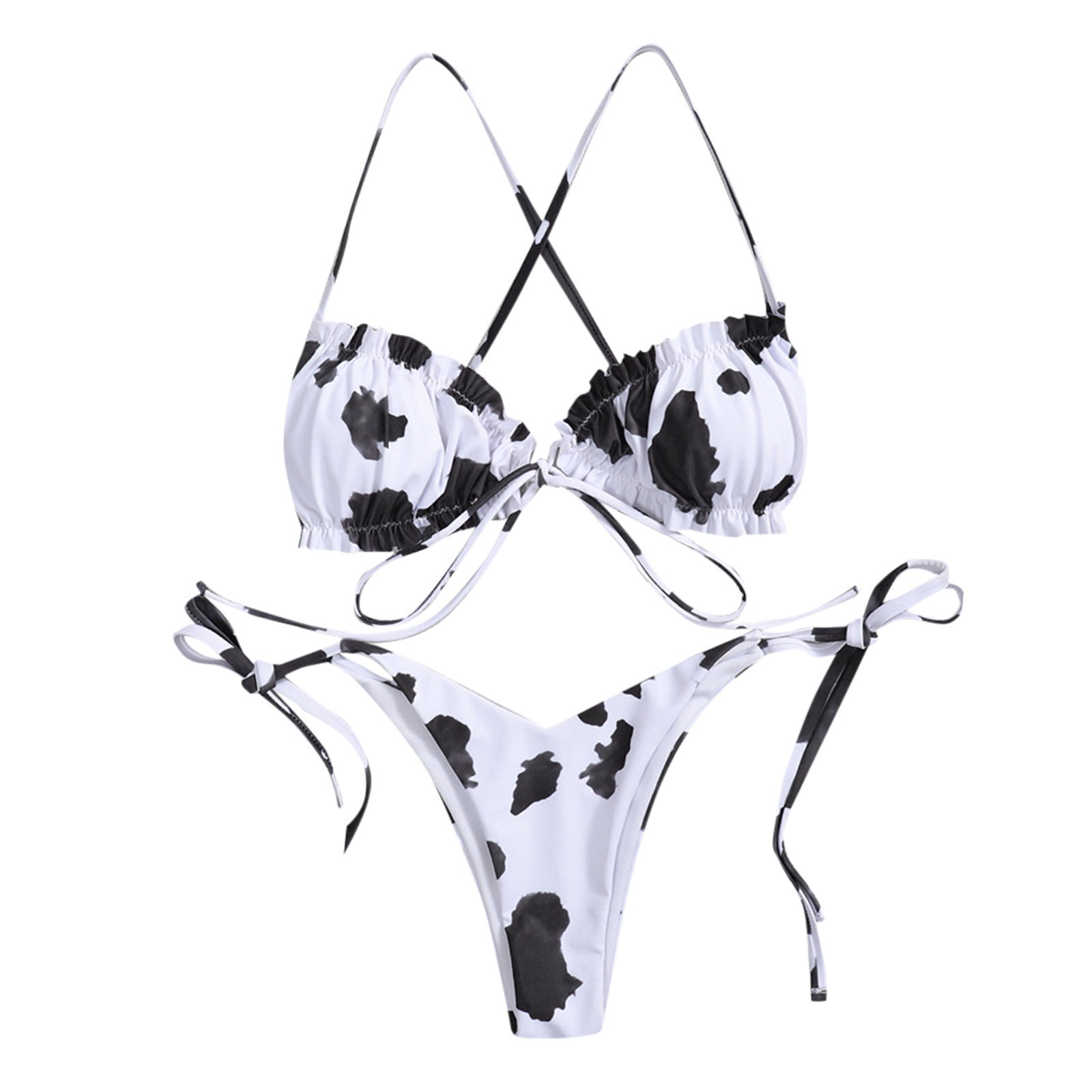 Swimsuit sexy lace-up women's print bikini bikini split swimsuit