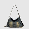 Washed old denim hobo bag, large capacity hobo shoulder bag, sweet cool babes shoulder Retro denim shoulder bag