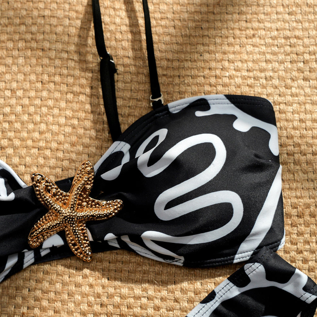 Sexy bikini print women's split swimsuit BIKINI