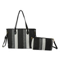 Canvas Striped Letter Print Tote – Large Shoulder & Crossbody Bag, Trendy Versatile Shopper