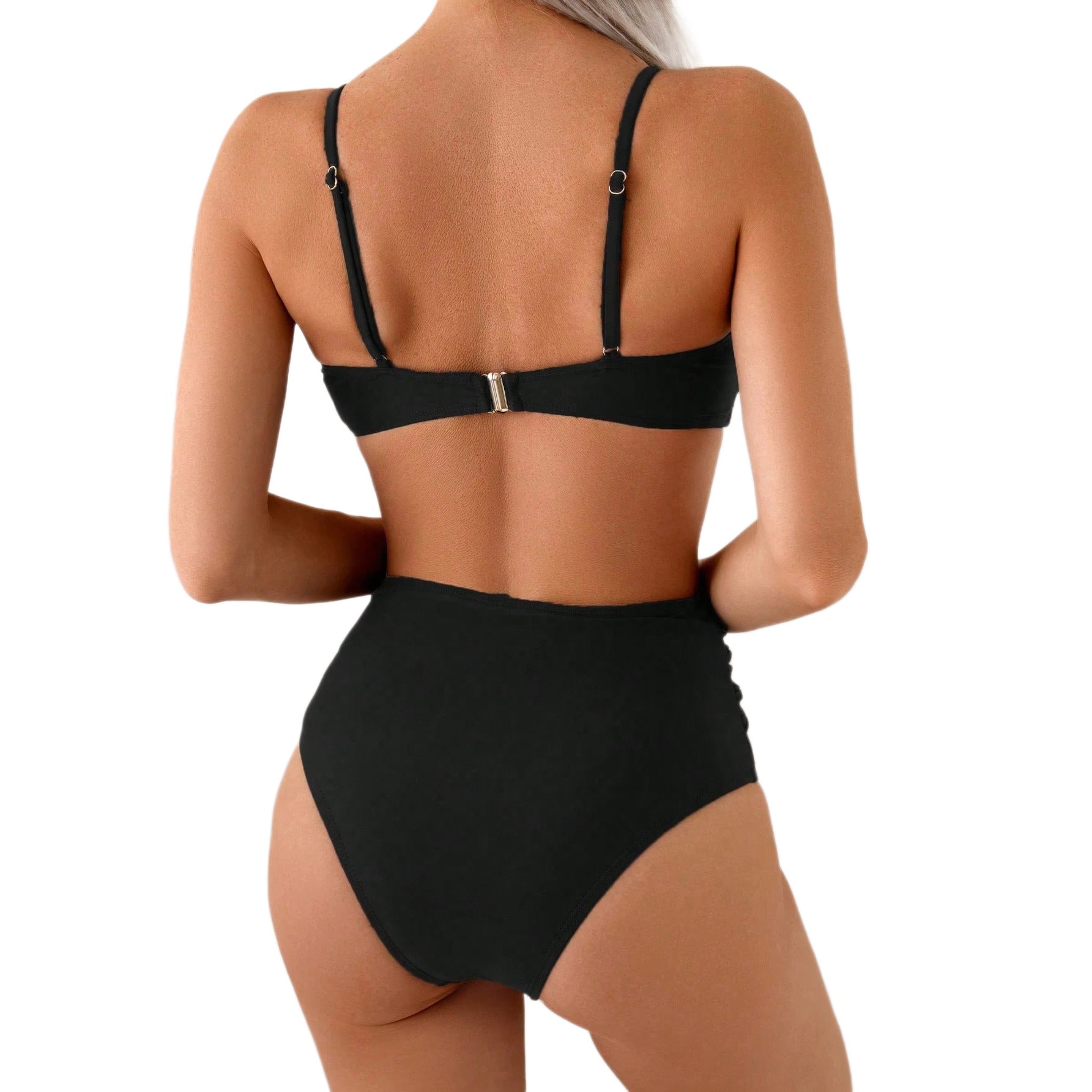 Women's Sexy Solid Color Sling Bandeau Bikini Beach Vacation Swimsuit