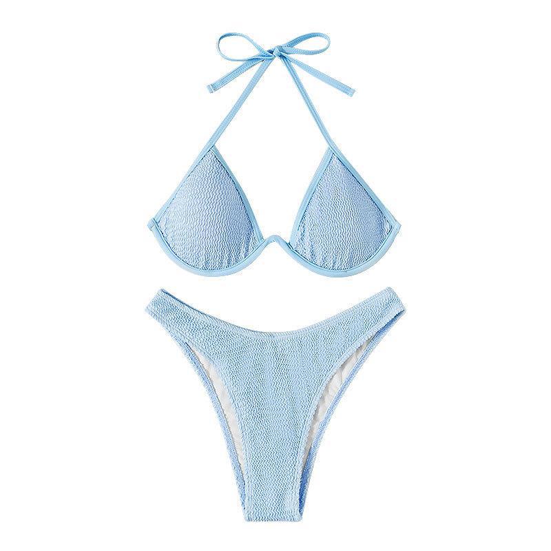 Lace up Backless Beach Bikini Multi color Underwire Triangle Two piece Swimsuit