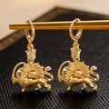 Vintage Crown Lion Sun Pattern Gold Pendant Earrings Necklace Punk Stainless Steel Set