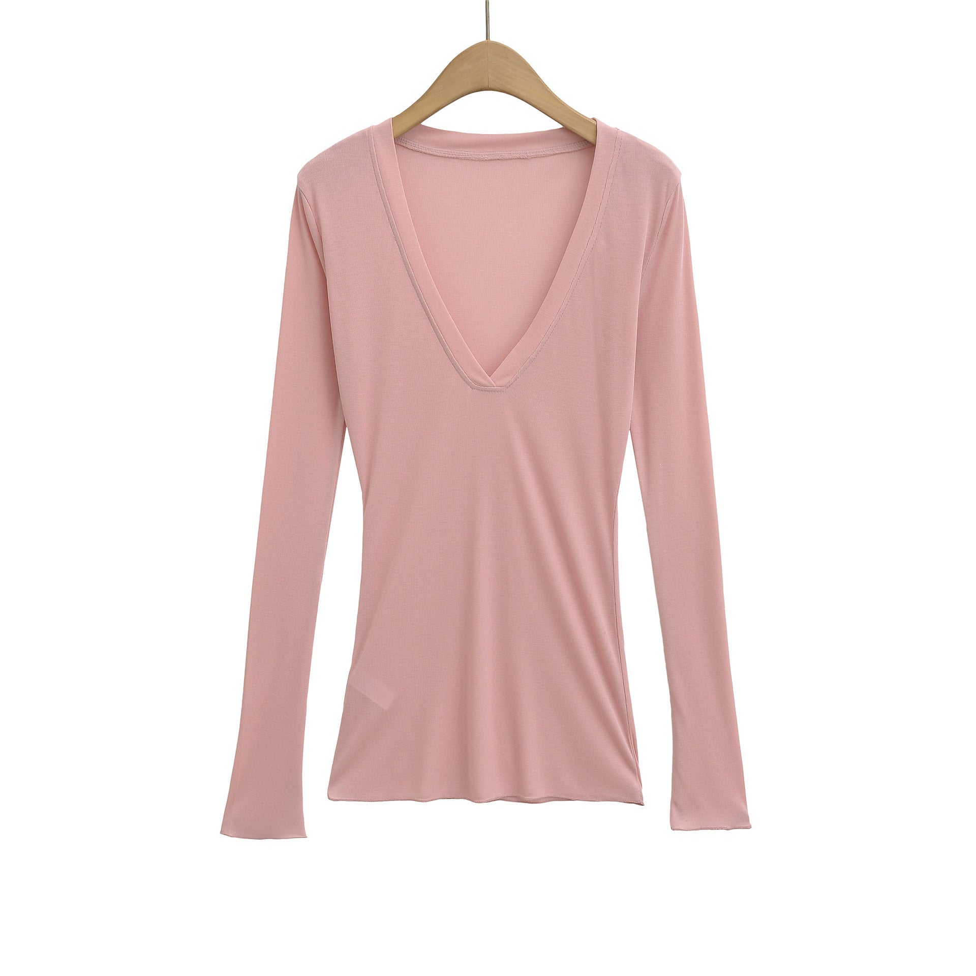 Deep V Neck Sheer T-Shirt black