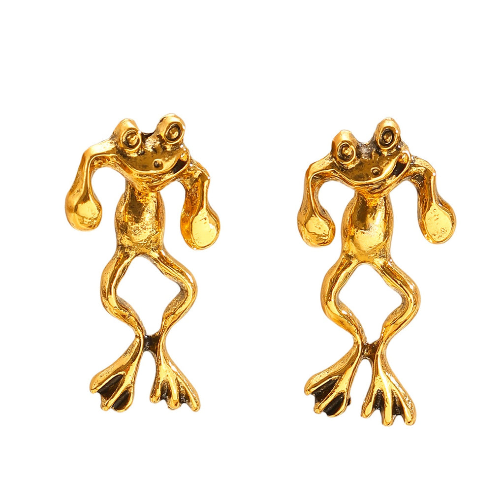 Personality Punk Frog Stud Earrings Detachable Cute 3D Animal Earrings