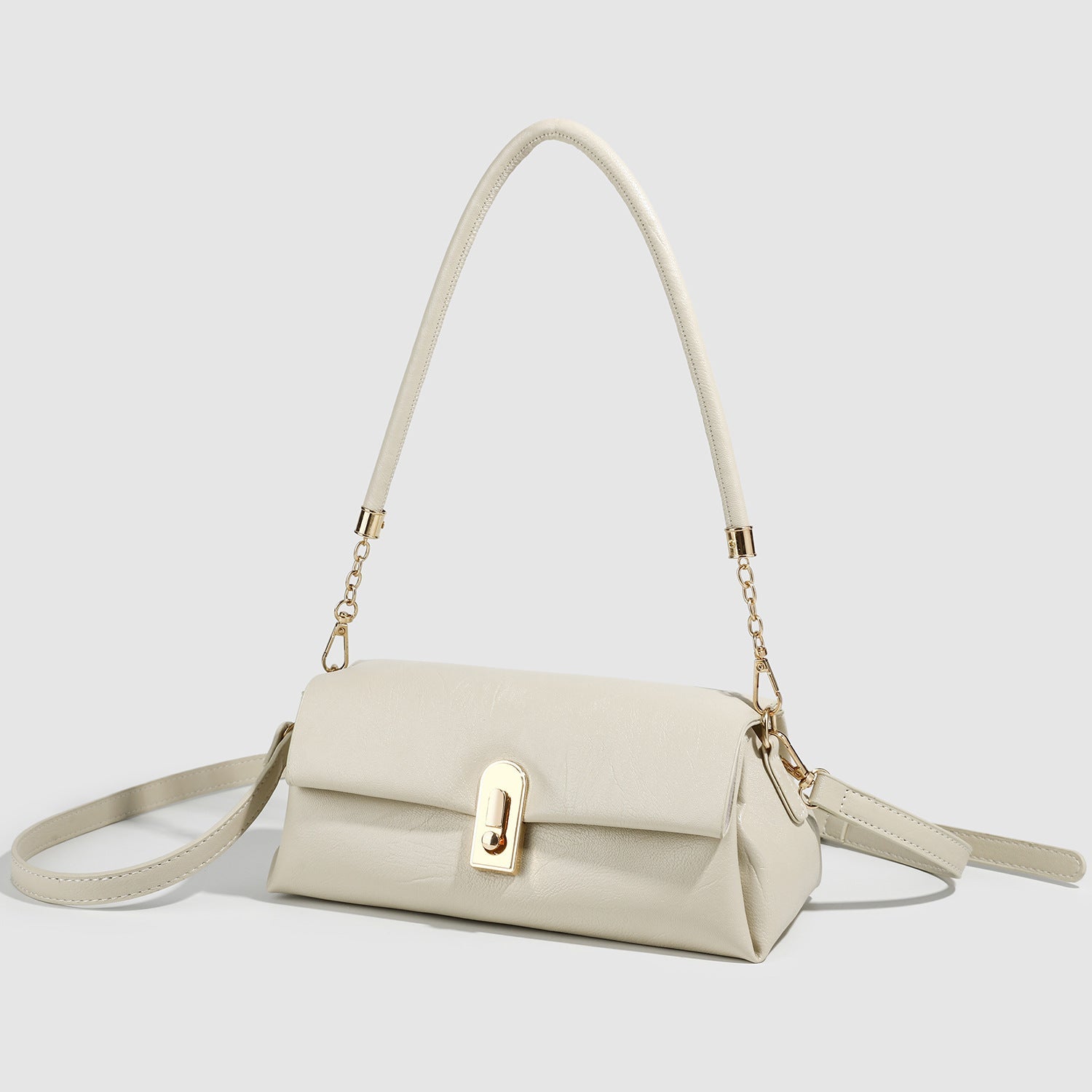Small beige shoulder bag, bag women glacier white armpit bag, commuter top handle bag, versatile hobo bag for women