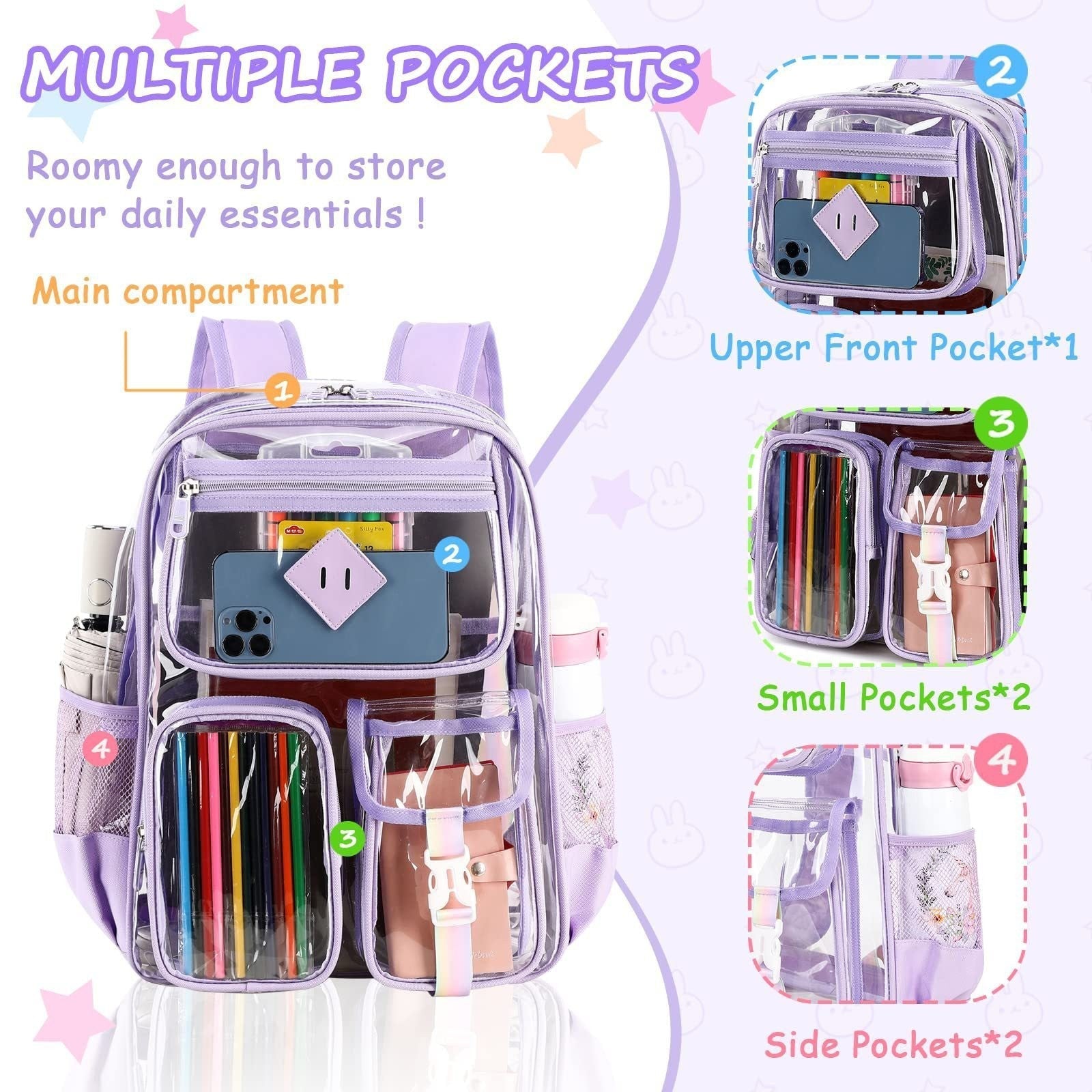 Durable PVC Transparent Backpack – Clear Backpack Bag for Stadium Events & Outdoor Fitness Purse