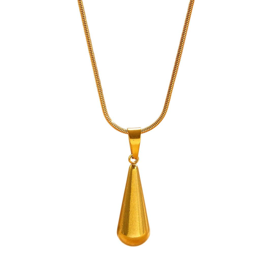 Fashion Luxury Minimalist Stainless Steel Water Drop Pendant Necklace Women Dainty Clavicle Chain