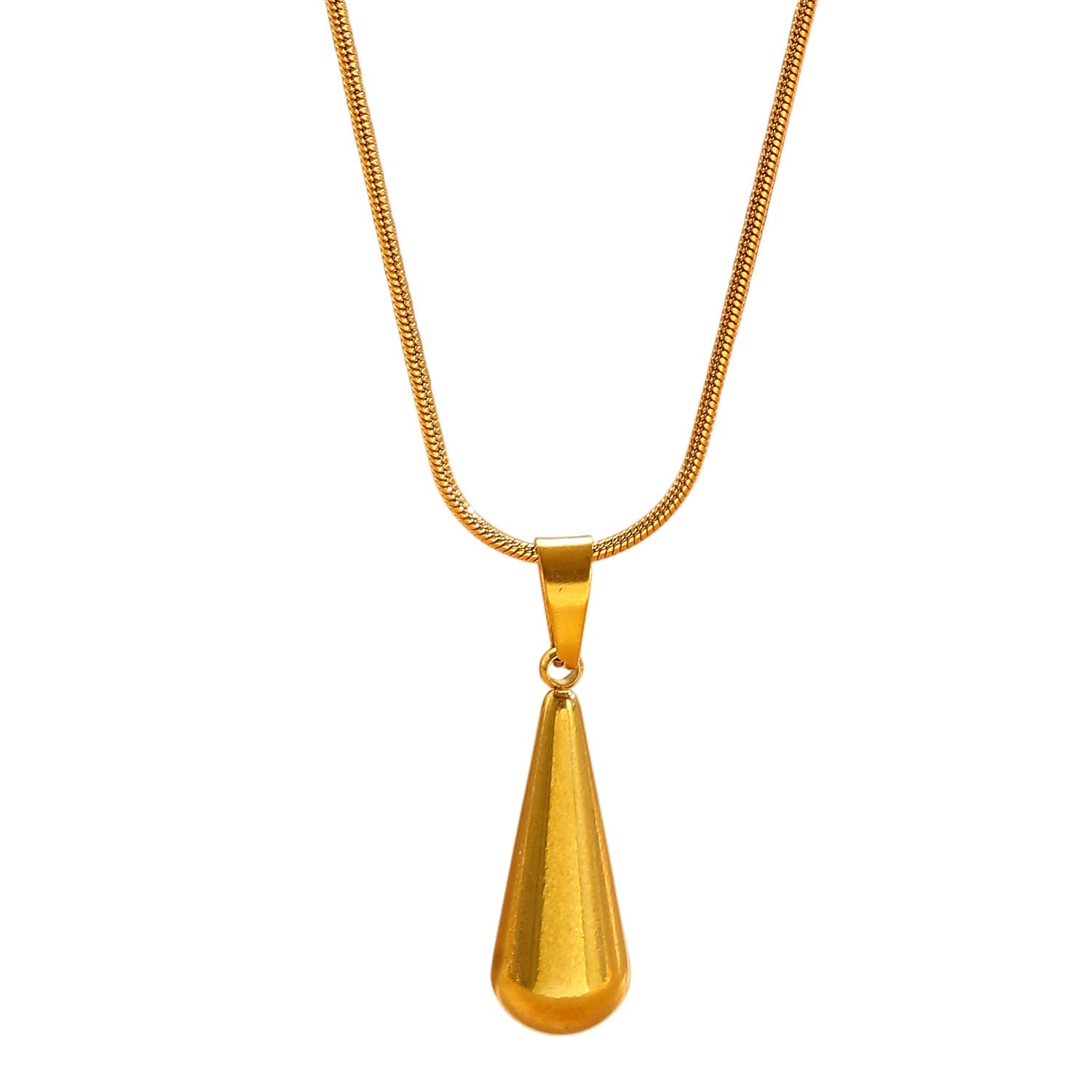 Fashion Luxury Minimalist Stainless Steel Water Drop Pendant Necklace Women Dainty Clavicle Chain