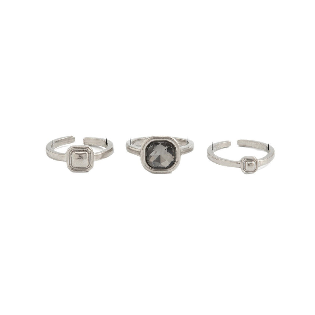 Luxury Acrylic Black Diamond Ring Minimalist Geometric Square Band