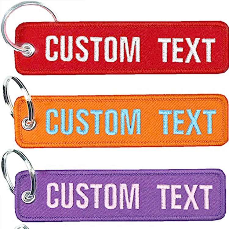 Double-sided Letter Woven Mark Embroidery Keychain Finished Decorative Materials, Luggage DIY Embroidery Key Pendant Customization