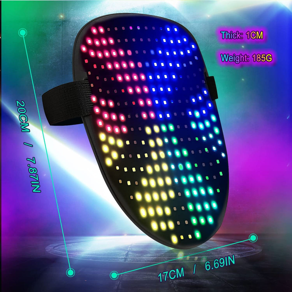 Halloween LED Mask with Programmable App & Gesture Sensing, DIY Unisex LED Lighted Face Transforming Mask, Perfect Gift for Halloween Costume Cosplay,Masquerade