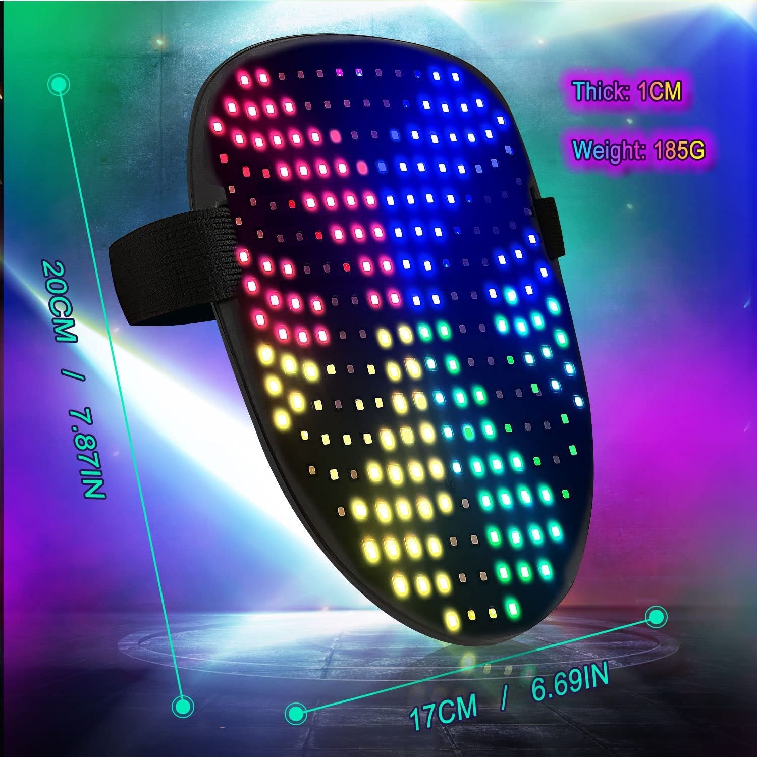 Halloween LED Mask with Programmable App & Gesture Sensing, DIY Unisex LED Lighted Face Transforming Mask, Perfect Gift for Halloween Costume Cosplay,Masquerade