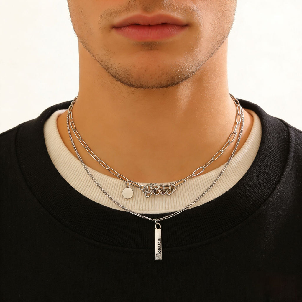Double Layer Stacked Sweatshirt Necklace Sweet Cool Luxury Long Sweater Chain Autumn Winter