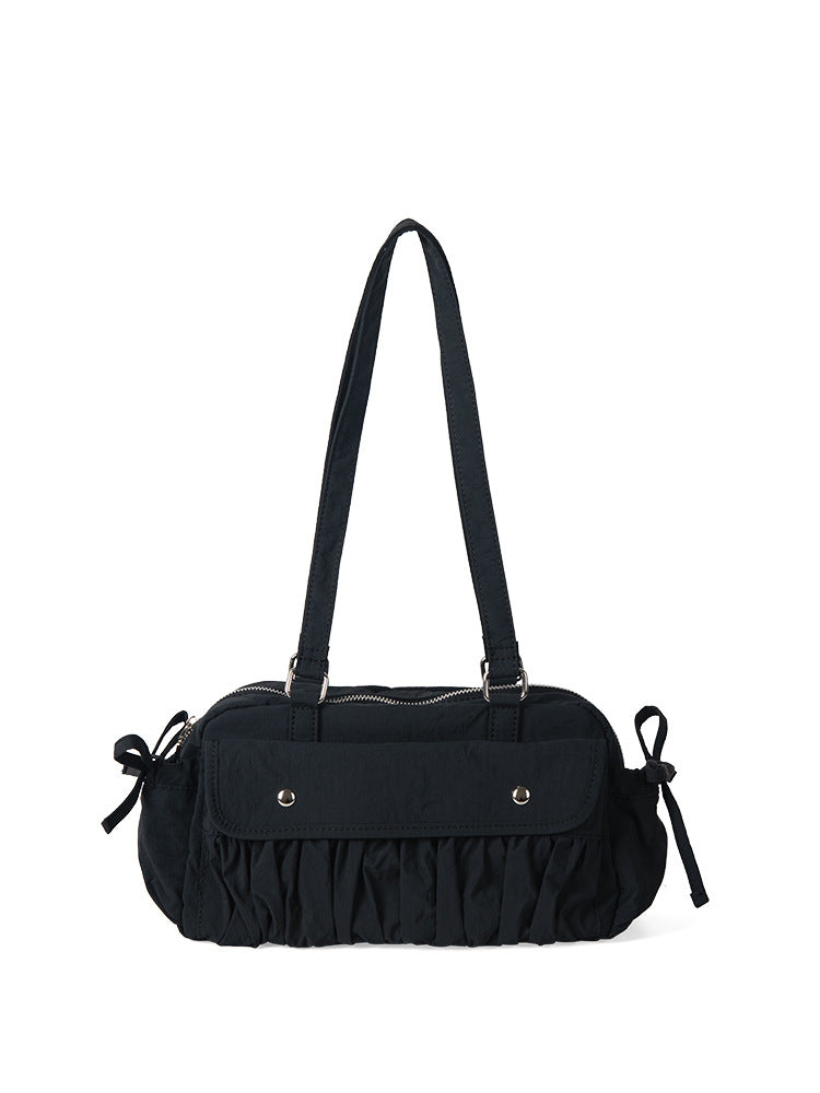 Small shoulder bag for women, pleated nylon shoulder bag, baguette bag, fashionable large capacity shoulder bag for women hobo