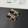 Square Black French Press on Nails Handcrafted