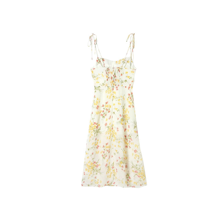 Women's Sexy Tube Top Dress - Sleeveless Sling Dress with Side Split & Shoulder Strap Print Design