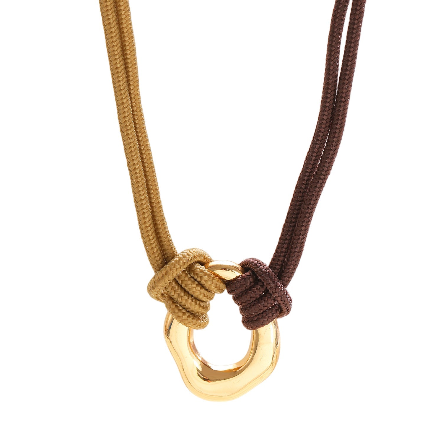 Vintage Round Rope Handmade Knot Choker Geometric Pendant