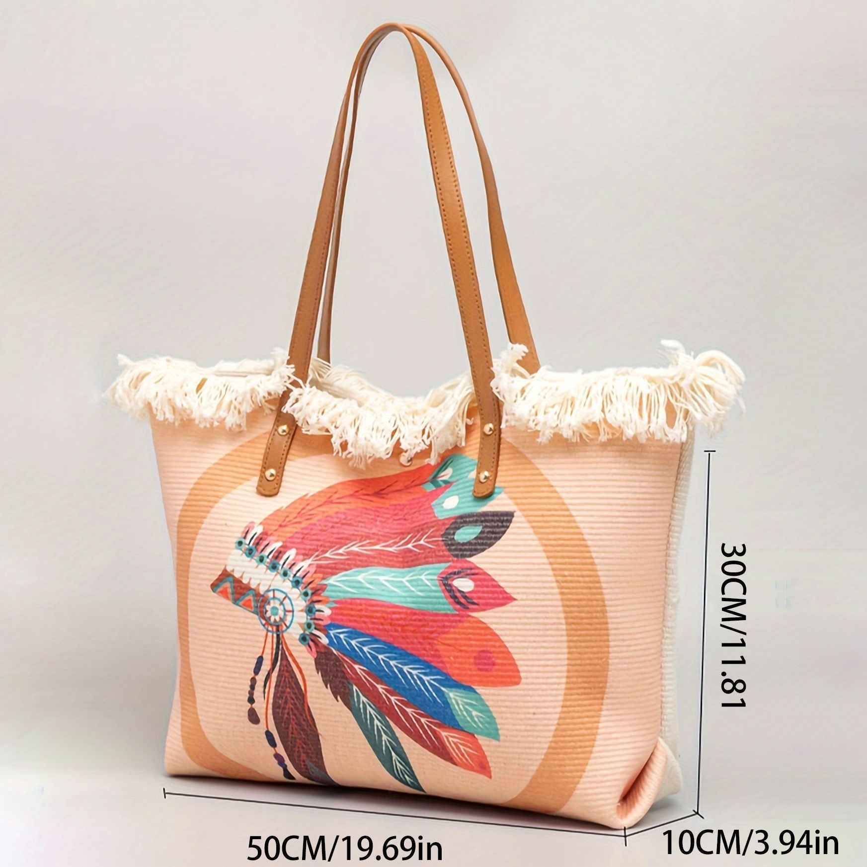 Fashion Large Tote Bag – High-Aesthetic Printed Handbag, Ethnic Style Travel Shoulder Shopper