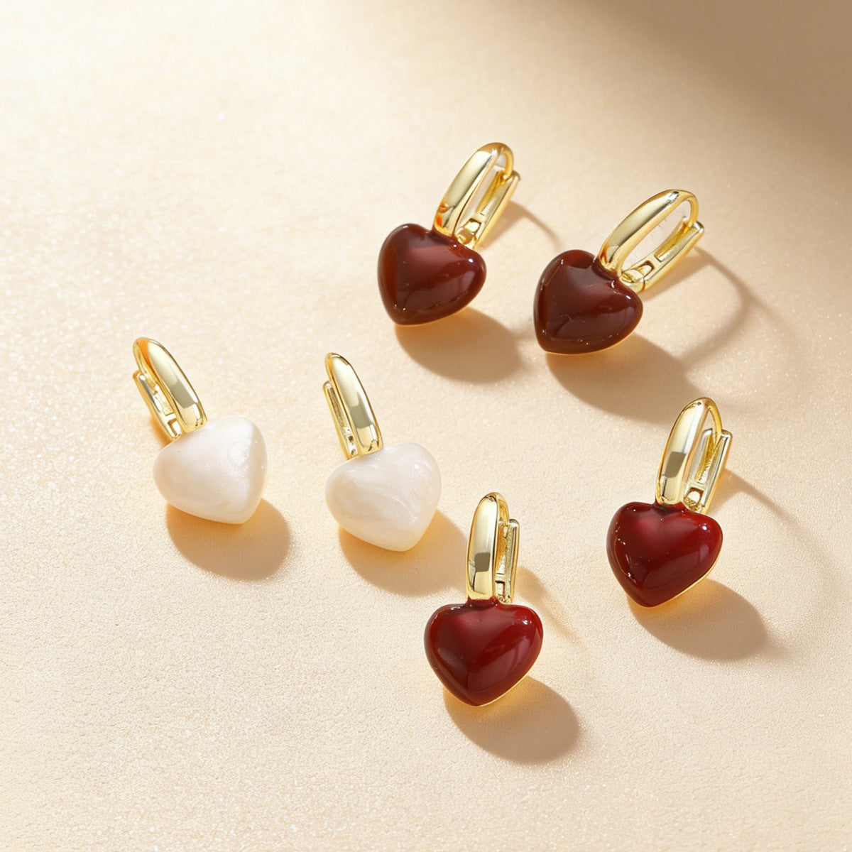Elegant  Heart Buckle Earrings Minimalist Niche Design