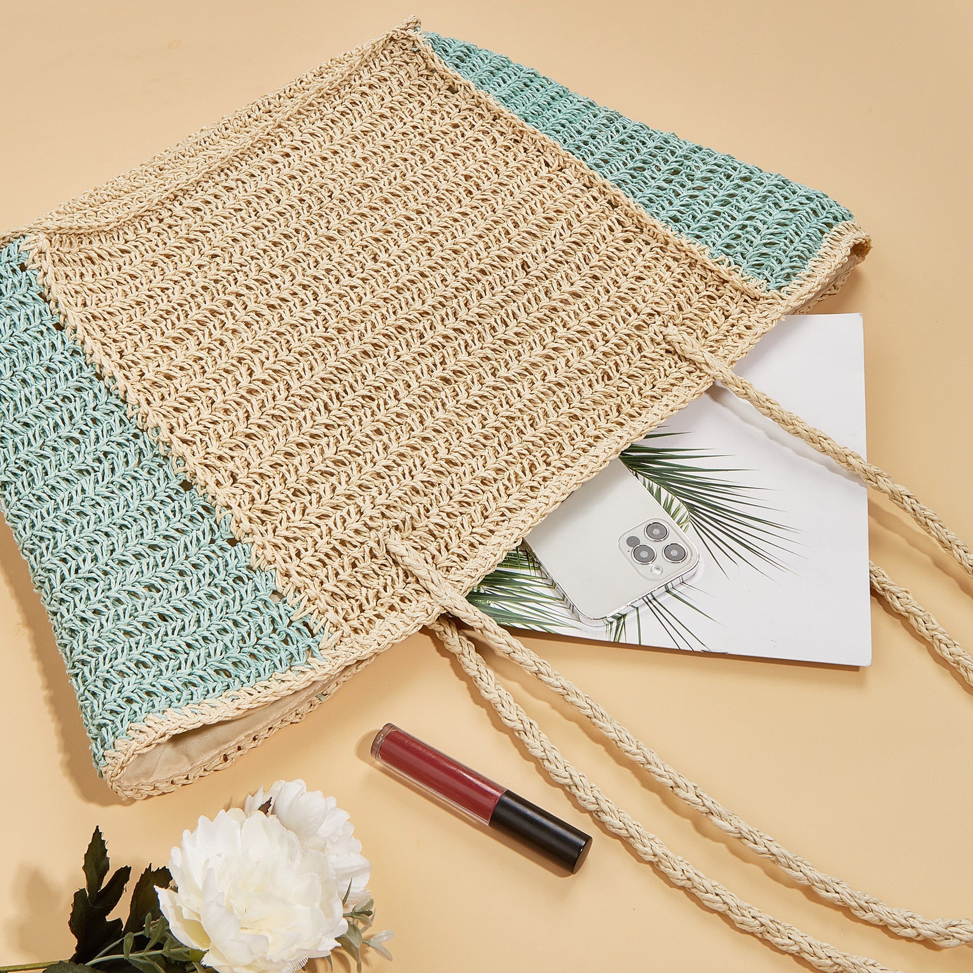 Summer Woven Shoulder Bag – Rustic Straw Handbag, Beach Vacation Tote, Casual Trendy Purse