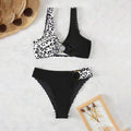 Split swimsuit female sexy leopard print contrasting color splicing bikini swimsuit female