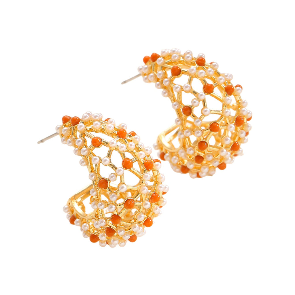 French Vintage Palace Style Stud Earrings Luxury Starry Design Earrings