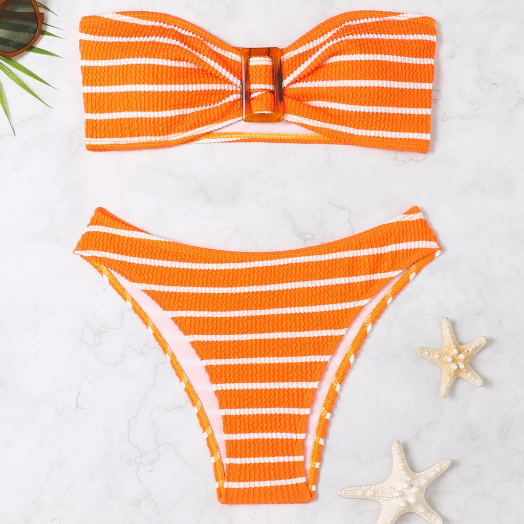 Swimsuit sexy striped tube top bikini swimsuit female bikini