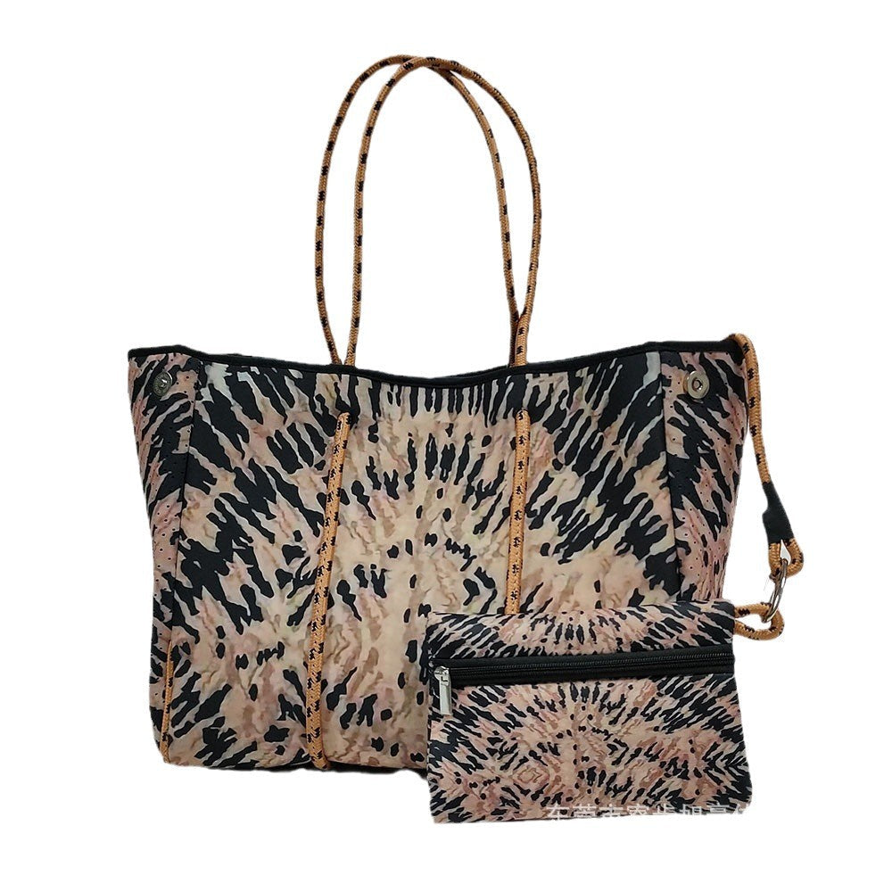 Neoprene Perforated Tote Set – Mother-Child Beach Bag, Water-Resistant Gym & Swim Duffle