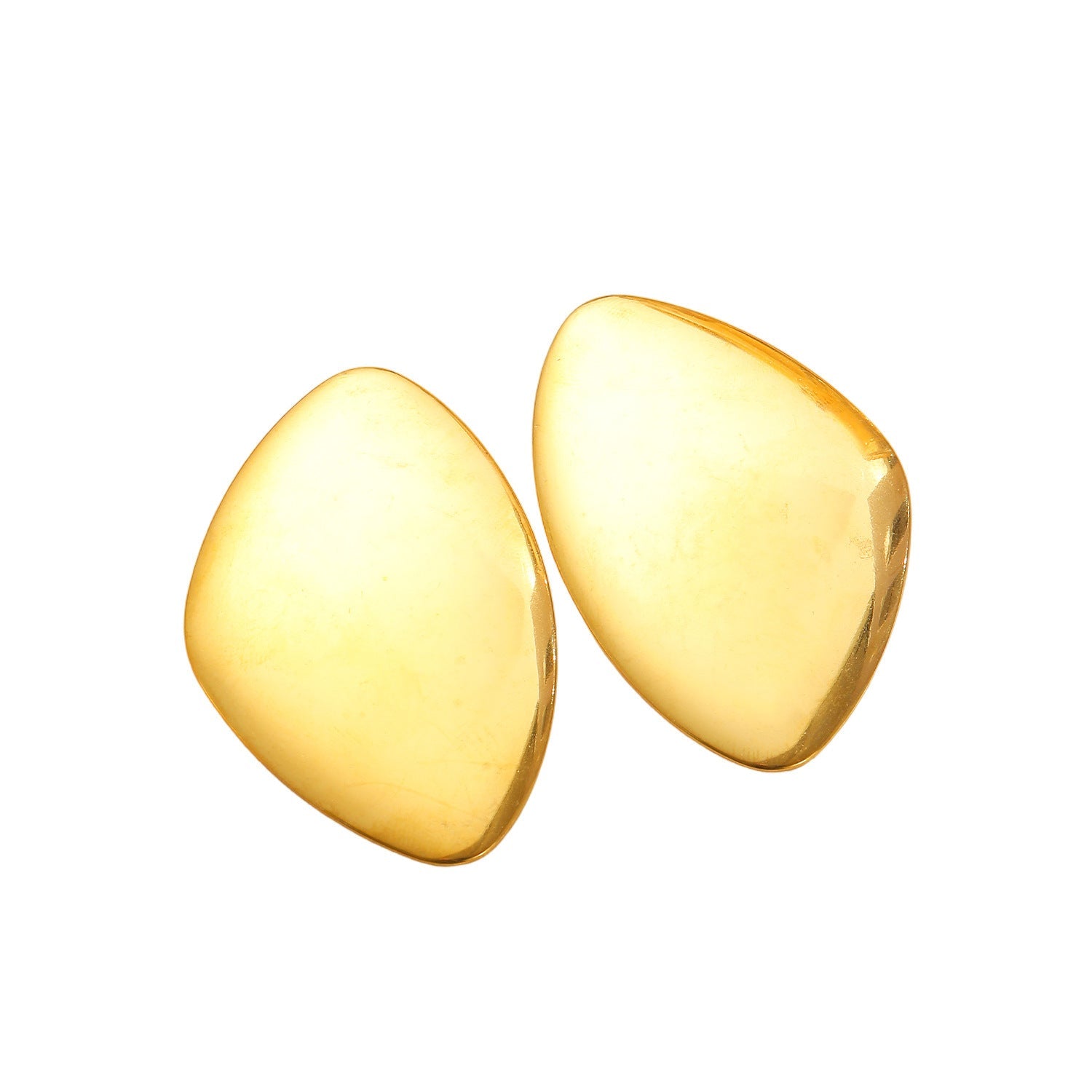Exaggerated Stainless Steel Smooth Oval Studs Punk Minimalist Irregular Earrings