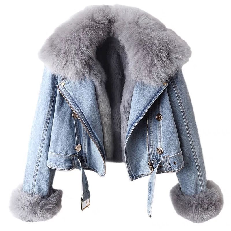Denim Jacket w Detachable Faux Fur Liner