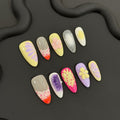 Pinch Flower Shaping Press on Nails Almond Nails Summer Handcrafted Premium Summer Beauty Butterfly