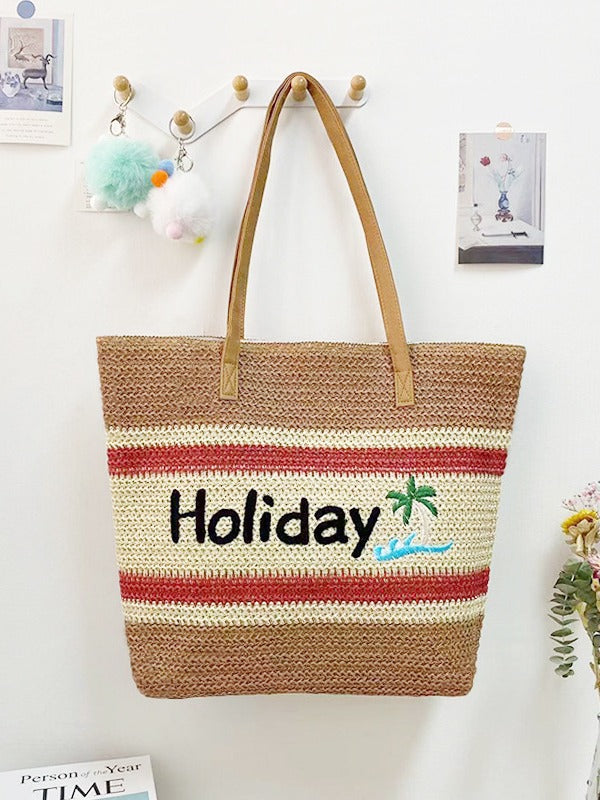 Women’s Straw Woven Shoulder Bag – Paper Rope Tote, Large Beach Shopping Mama Bag
