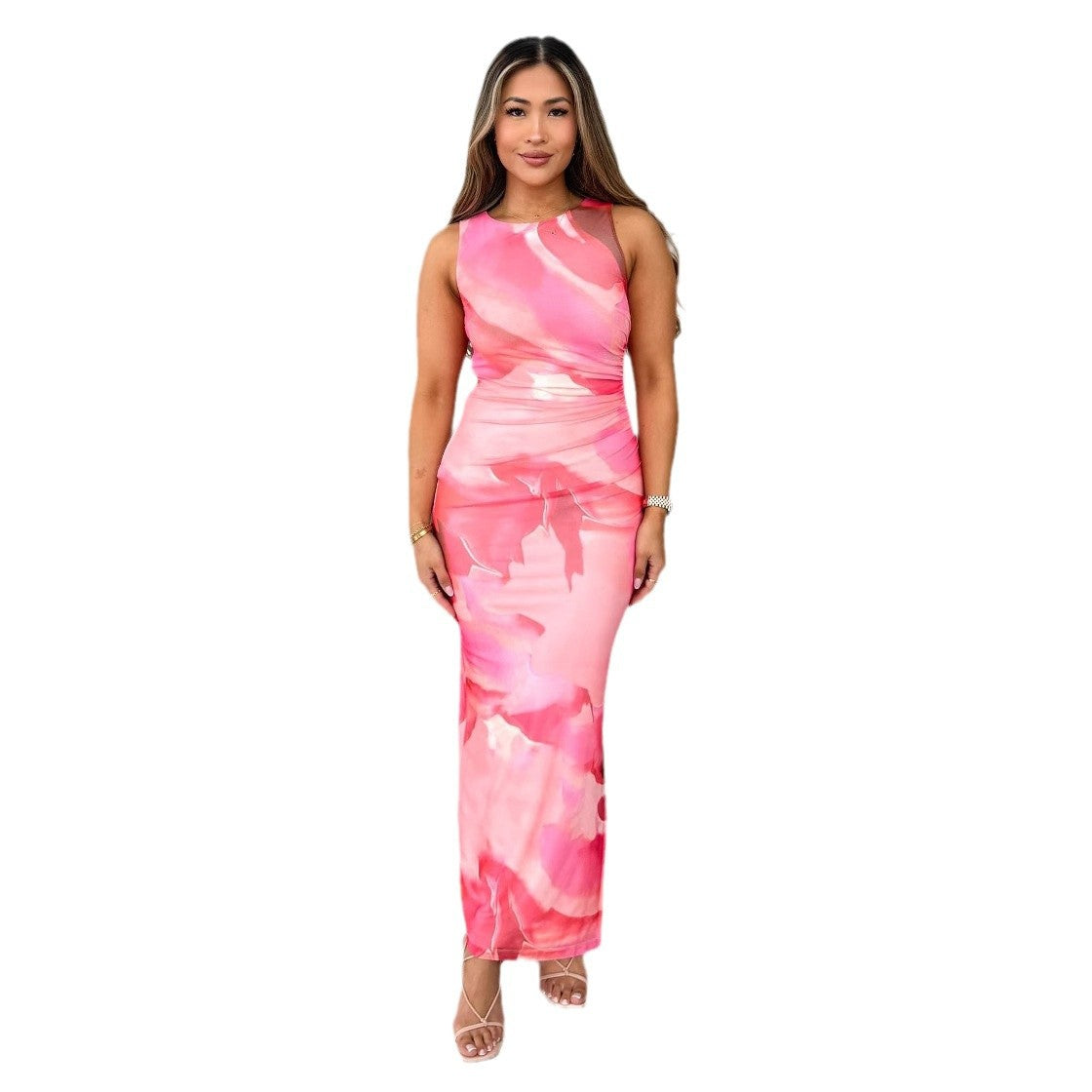 Women's Spring Summer Elegant Sexy Printed Bodycon Waist-Defining Slimming Chic Dress