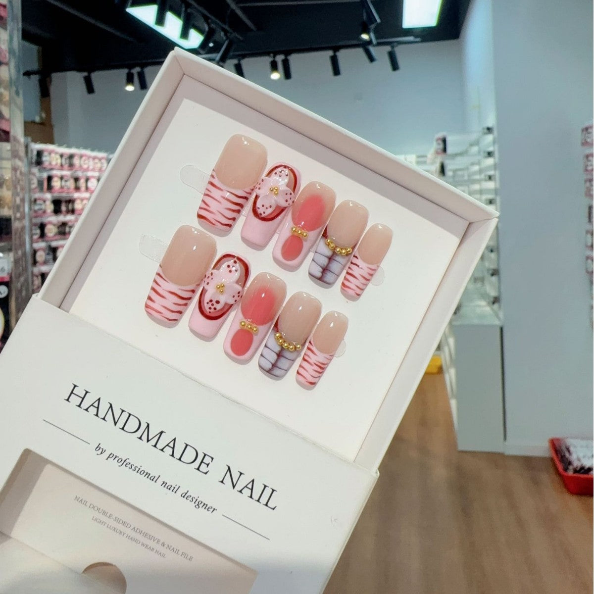 Handmade Press on Nails Dream Angel Handmade 3D Flower Press on Nails Nail Sheet